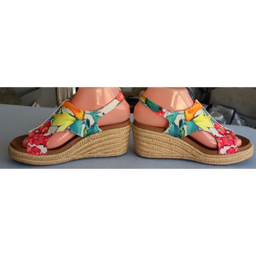 Corkys Carley Floral Espadrille Wedge Sandal Slingback Platform 7 Hook & Loop - Picture 3 of 8